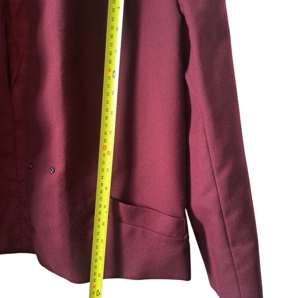 Vintage Evergreen Burgundy Blazer – Minimalist Mandarin Collar - Small Medium - Picture 9 of 10